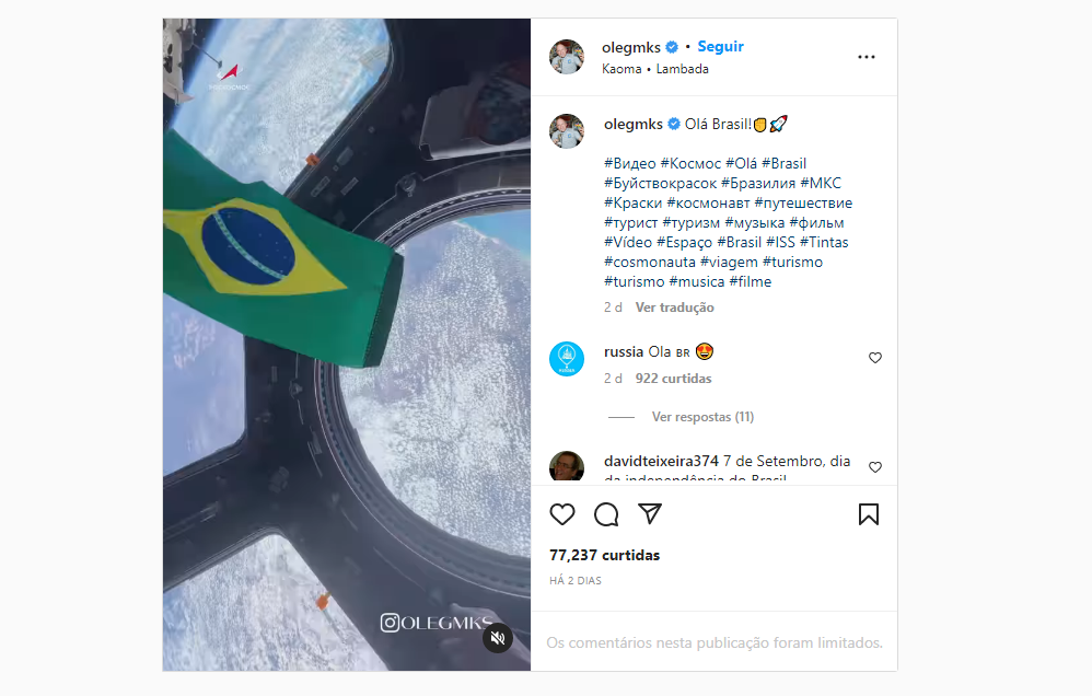 Cosmonauta Russo mostra Brasil visto do Espaço no Dia da Independência